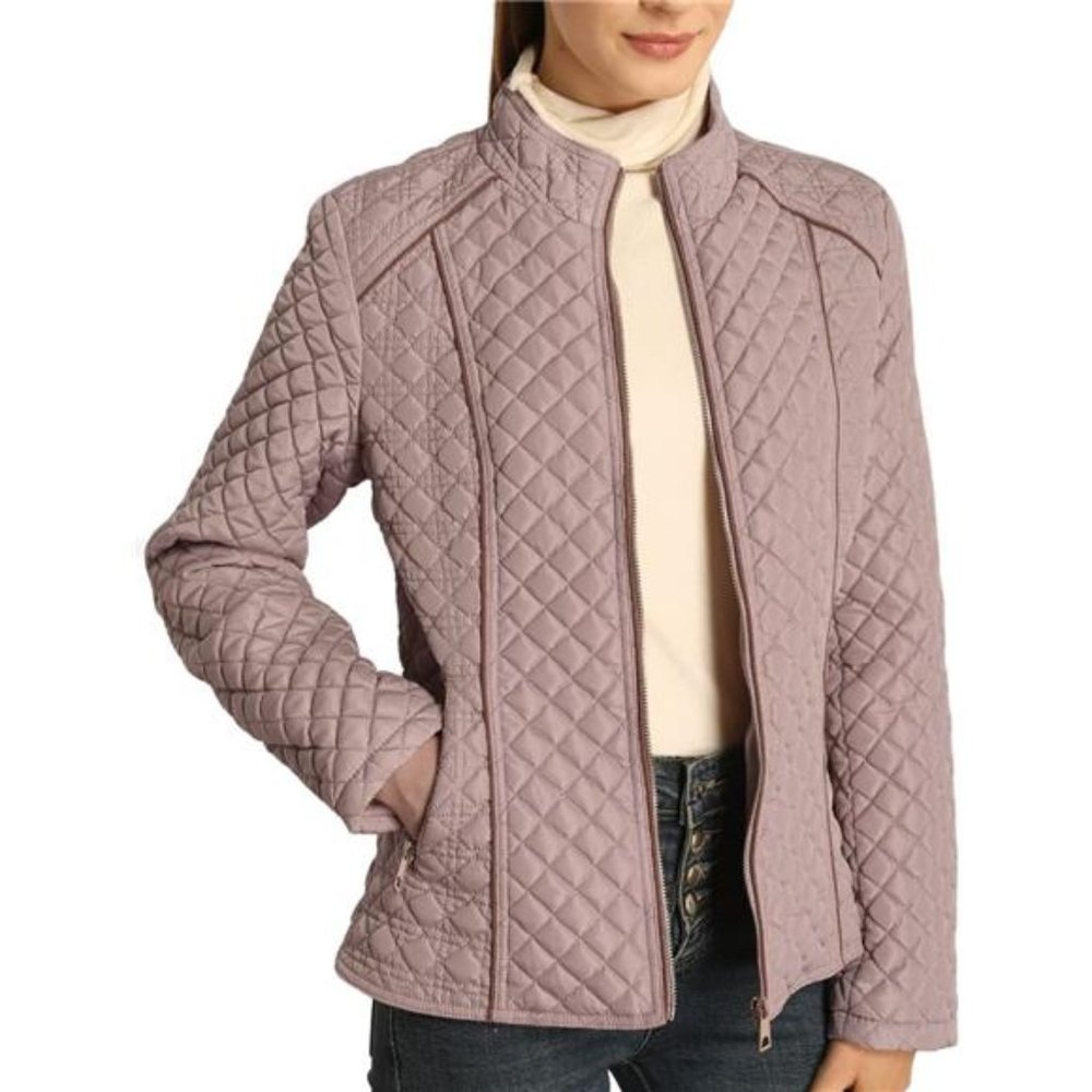 Womens Diamond Quilted Lightweight Puffer Jacket Spring and Winter Padded Coat